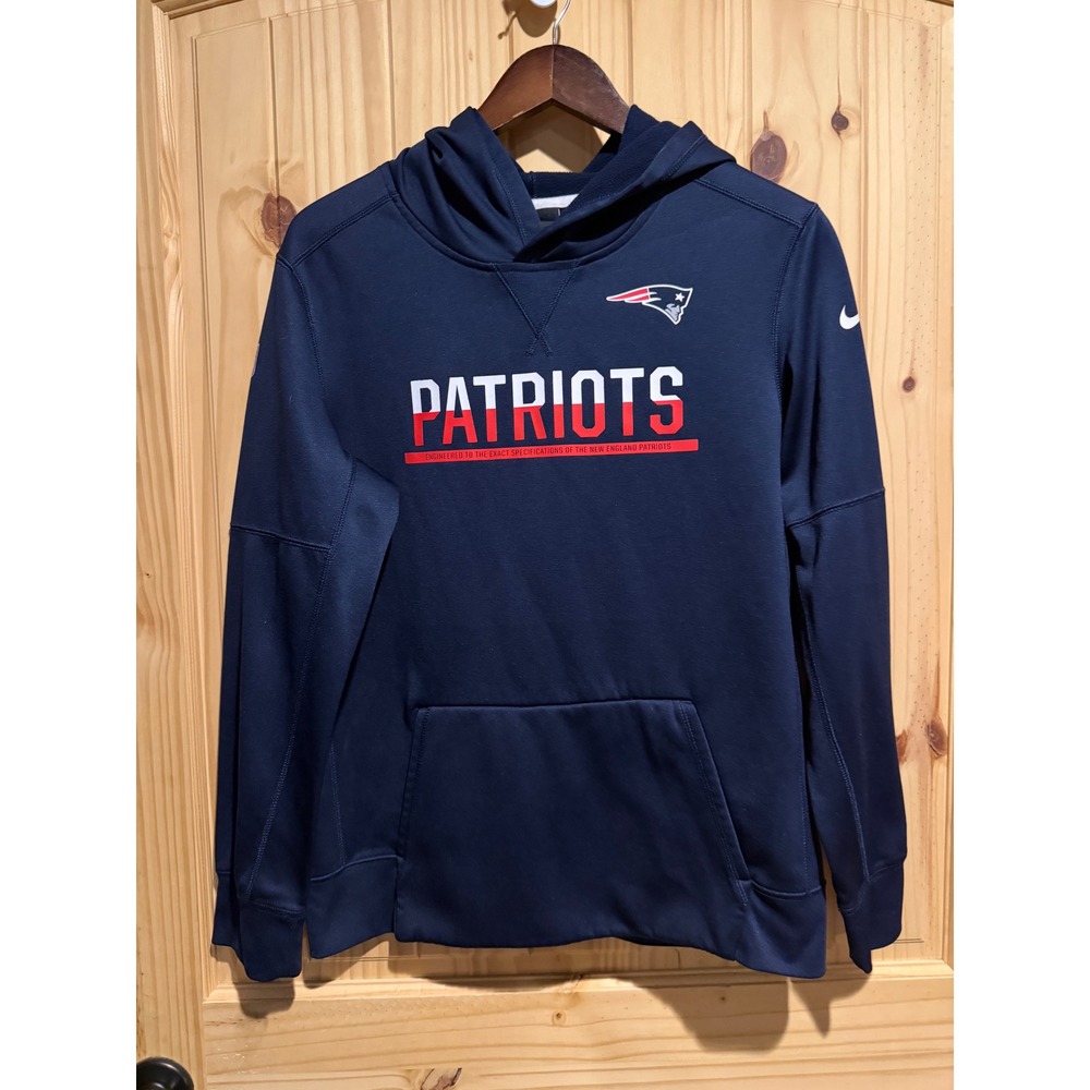 Nike New England Patriots Kids XL 18/20 Navy Blue Therma-FIT NFL Hoodie